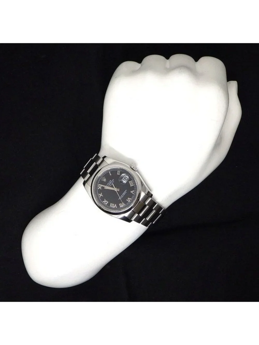 Rolex Watch Datejust M Number 2007 Black Dial Roman Index Date SS Automatic